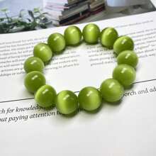 1 pièce Bracelet œil de chat naturel, bracelet œil de chat coloré, bracelet de perles arc-en-ciel, dames, hommes, hommes et femmes, bracelet élastique, bracelet en quartz cristal de richesse, bracelet de paix, bracelet de couple, cadeau pour les dames, convient pour les cadeaux de fête, cadeaux en cristal de quartz. (Boîte cadeau) - vert - Voir 4