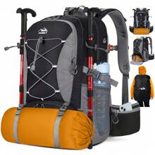 50L Hiking Backpack Waterproof Camping Backpack For Men Women Lightweight HIking Daypack Outdoor Travel Daypack - màu đen - Xem 1