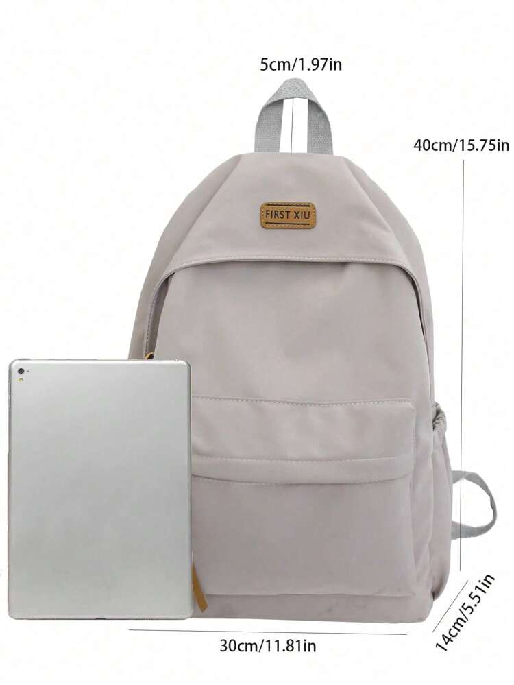 Letter Patch Decor Functional BackpackSchool Backpack,School BagLarge Capacity,Classic,CasualFor Teen Girls Women College Students,Boys And Men,College,Middle School, High School,Outdoors, Travel, Outings,Back To School,HolidaySchool Backpack,School Bag,School Bookbag,Big Backpack,Large Capacity,Laptop Compartment,Portable, Suitable For Teen Girls Women College Students, Perfect For Back To School,First Day Of School,College,Middle School, High School,Office