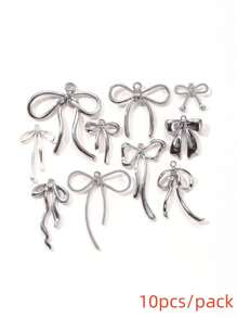 10pcs Random Minimalist Bowknot Zinc Alloy DIY Jewelry Pendants For Earrings, Necklaces & Party Decorations Valentines