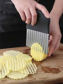 土豆切片机厨房工具波浪土豆切片机，波浪切刀，用于切割土豆波浪切刀适合家庭使用 - 黑色 - 查看 4