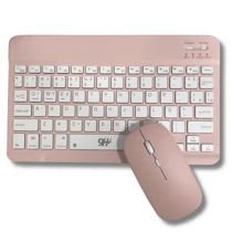 Conjunto Teclado Com Mouse Bluetooth Sem Fio Coloridos Wireless - ROSA - Visão 5