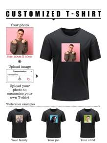 Custom Boyfriend Style Men Loose Breathable Lightweight Comfortable T Shirt With Graphic Design Using Your Own Photo Sports Tops Short Sleeve Customizable T Shirt For Husband Or Boyfriend. Stylish,Fashion,Hipster,Casual,Minimal Chic Personalized,Customized,Custom,Unique Guy Costumes,Capsule Wardrobe,Men Basic/Street Style For Birthdays,For Vacation/Holiday,For School/Competition,For Sports/Climbing,Sports & Outdoor,Season Picks