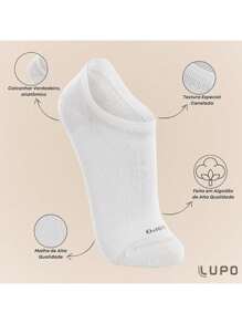 KIT 3 Pairs Lupo Socks Invisible Socket, Lupo, Unisex Adult Ref 3270 Male Female - Đen và trắng - Xem 2