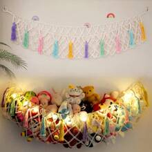 1pc Large Bohemian Stuffed Animal Net Or Hammock, Toy Hammock, Stuffed Animal Storage Corner Hanging Net Rack, Net Hammock Plush Toy Hanging Storage With Hooks For Bedroom (Without LED Light) - Multicolor - View 8