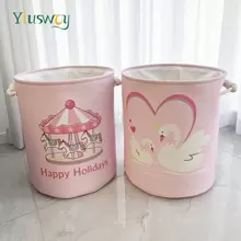 Yiuswoy 35x40cm(13.8x15.7In) Pink Folding Laundry Basket With Cute Rabbit And Bear Design, Thickened Fabric Storage Basket For Clothing, Toys And Miscellaneous Items, Home Decor, Bedroom Storage Dress Pants Shoes Jeans Boots Skirtlaundry Hamper,Washing Basketbathroom Organizer,Basket,Storage Basket,Foldable Laundry Basket
