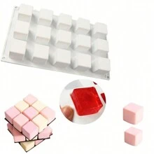 1pc 15-Cavity Square Silicone Mold, Cube Mould For Mousse, French Dessert, Jelly, Pudding, Cake, Ice Cube, Soap