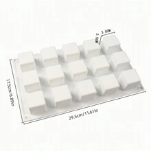 1pc 15-Cavity Square Silicone Mold, Cube Mould For Mousse, French Dessert, Jelly, Pudding, Cake, Ice Cube, Soap