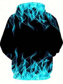 男士时尚优雅抽象3D数码印花休闲连帽卫衣，春秋季长袖上衣