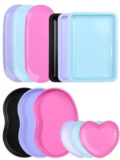 1件装不锈钢指甲消毒弯板腰板方板爱情板长圆盘耐高温美甲工具专用便携式消毒板指甲修复工具消毒板工具珠宝收纳工具