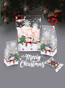 100pcs Cartoon Animal Patterned Plastic Stand-Up Bags For Cookies  Baking Cakes Dessert Machine Sealing  Christmas Decorations And Party Favors With Cute Snowflake Design Christmas Christmas Decor Christmas Decorations Christmas Bags Christmas Gifts - Multicolor - View 11