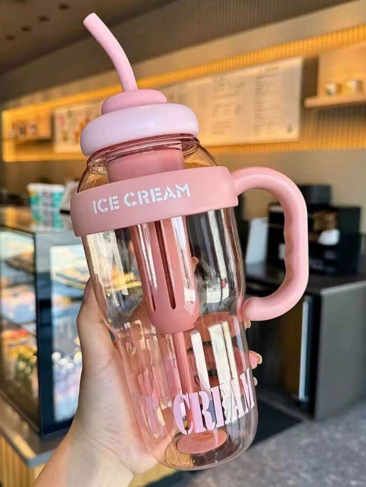 1pc Large Capacity Plastic Drink Pitcher, Summer Stylish Ice Cup With Straw & Tea Strainer For Women - Multicolor - View 6