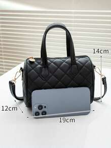 1 件纯色简约绗缝迷你斜挎包，轻奢时尚迷你单肩包，女士拉链迷你手提包，适合女性、女孩、女孩、节日礼物、度假、旅行、礼品。 - 黑色 - 查看 3