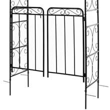 Arco de jardín de 84" con puerta, enrejado de arco de metal, arco de jardín para enredaderas trepadoras, decoración de ceremonia de boda, adornos y puntas de flecha, negro - 1 - Ver 7
