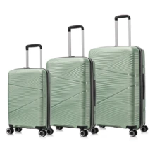 Juego de equipaje Befound 3 piezas PP de peso ligero con ruedas giratorias - Verde - Ver 1