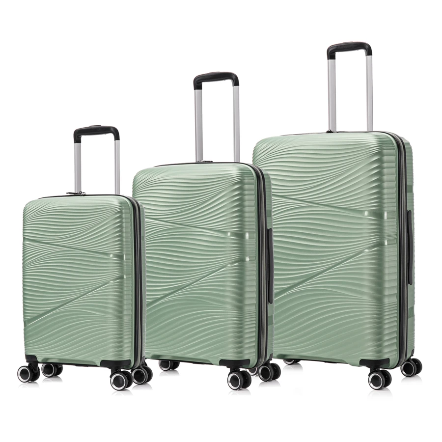 Juego de equipaje Befound 3 piezas PP de peso ligero con ruedas giratorias - Verde - Ver 1