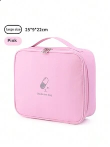 Sac de médicaments de premiers secours, boîte de rangement de médicaments Portable, Kits d'urgence et conteneur d'emballage de pilules pour le bureau de voyage à domicile - Rose bonbon - Voir 3