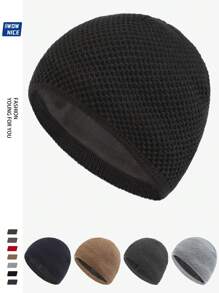 1pc Plain Simple Style Beanie Cap, Warm Knitted Hat With Thermal Lined , Suitable For Autumn Winter Outdoor Sports Like Running, Cycling, Skateboard, Skiing, Ideal Gift For Family And Friends