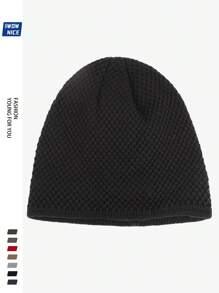 1pc Plain Simple Style Beanie Cap, Warm Knitted Hat With Thermal Lined , Suitable For Autumn Winter Outdoor Sports Like Running, Cycling, Skateboard, Skiing, Ideal Gift For Family And Friends
