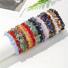 5/10 piezas Pulsera elástica de cuarzo cristal natural multicolor, pulsera ajustable de cuentas de piedras curativas para mujer, fiesta, yoga, regalo de joyería - Multicolor - Ver 6