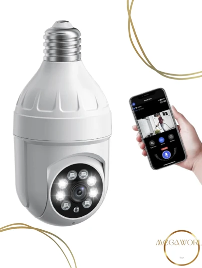 Câmara de segurança Bulb 1080p Câmara panorâmica 360° Detecção humana Áudio bidireccional Visão noturna - Segurança 24 horas para si e para a sua família - Envio agora