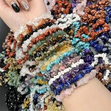 5/10 piezas Pulsera elástica de cuarzo cristal natural multicolor, pulsera ajustable de cuentas de piedras curativas para mujer, fiesta, yoga, regalo de joyería - Multicolor - Ver 4