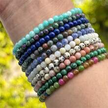 5/10 piezas Pulsera elástica de cuarzo cristal natural multicolor, pulsera ajustable de cuentas de piedras curativas para mujer, fiesta, yoga, regalo de joyería - Multicolor - Ver 7
