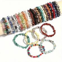 5/10 piezas Pulsera elástica de cuarzo cristal natural multicolor, pulsera ajustable de cuentas de piedras curativas para mujer, fiesta, yoga, regalo de joyería - Multicolor - Ver 8