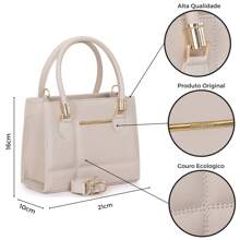 Women's Medium Square Crossbody Bag Modern Basic Shoulder And Hand Bag - Màu be - Xem 6