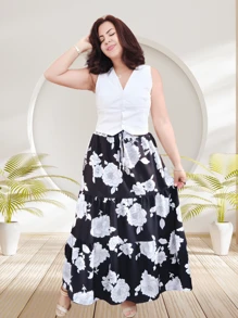 I LOVE MELON WATERMELON Evase Skirt 3 Marias Crepe Fabric Light Butterfly Print Evangelica - 黑與白 - 查看 1