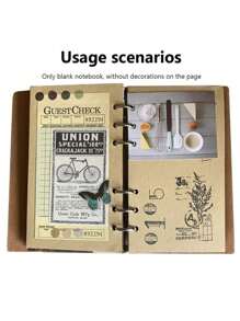 Journal - 1Pc A6 Notepad, 180 Pages Kraft Paper - High Quality Leather - Vintage Style - Iron Tower Pattern Booklet - With 2 Pockets - Removable Binder, Suitable As A Gift, Unisex - Daily Planner, Study Planner, Life Record, To-Do List, Travel, Multi-Purpose - Notebook - 7.3 * 5.1 In/ Handbooks -Very Retro And Special Journal - Loose-Leaf Binder - Multicolor - View 11