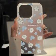 Fresh And Simple Light Blue Flower Pattern Phone Case, Compatible With Apple - White - View 2