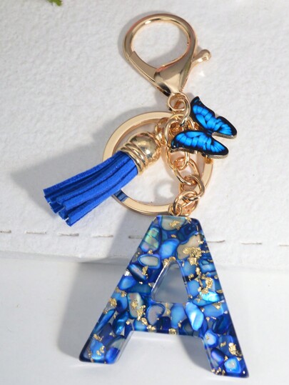 Breloc cu ciucure cu literă engleză Boho 1 buc, breloc popular cu fluture pentru America de Nord și Europa, cadou suvenir, accesorii auto, breloc pentru geantă, drăguț Goth Y2k