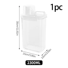 1 pièce Boîte de rangement pour poudre à lessive, grand bac en plastique à capacité élevée pour détergent liquide à usage domestique, organisateur étanche pour salle de bain et maison de 1100 ml/1800 ml/2300 ml - Transparent - Voir 10