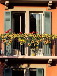 1/2/3 piezas Guirnalda artificial de girasoles, enredaderas colgantes de girasoles de seda con hojas verdes para habitación, cocina, jardín, cumpleaños, boda, baby shower, fiesta, decoración de mesa