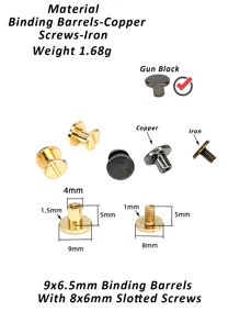 10 sets koperen platte klinknagels met sleuf-/frearsonkopschroeven voor het binden van vaten en schroeven (Gun Black) - Zwart - Bekijken 4