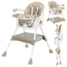 UBRAVOO Foldable Baby High Chair 6 Months Plus, With Large Antislip Pad & ToyRack, Easy To Clean Feeding - Khaki - View 1