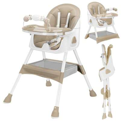  UBRAVOO Foldable Baby High Chair 6 Months Plus, With Large Antislip Pad & ToyRack, Easy To Clean Feeding