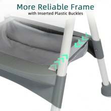 UBRAVOO Foldable Baby High Chair 6 Months Plus, With Large Antislip Pad & ToyRack, Easy To Clean Feeding - Khaki - View 7