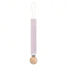 1pc Baby Crinkle Fabric Pacifier Clip And 3-Hole Wooden Pacifier Clip, Fashionable Print Design Suitable For Everyday Use