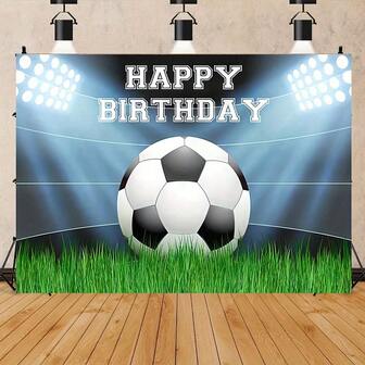 Grattis på födelsedagen Fotbollstemafest Bakgrund, Fotbollsplan Fotografi Bakgrund för födelsedagsfestdekoration, Sportevenemang Fotobås Banner,Jul
