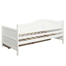 Solid And Stable Twin Size Daybed With Two Storage Drawers Bed Frame Solid Wood With Back For Adults Teens Kids Guests Bedroom Living Room Furniture - 白色 - 查看 2