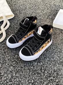 Giày vải OPOEE, giày thể thao cổ trung cho trẻ em, mùa xuân/thu, phong cách Hàn Quốc, unisex, giày cổ thấp thời trang, giày thể thao buộc dây thường ngày, giày thể thao cổ cao cổ điển, giày thể thao trượt ván thường ngày dễ phối đồ cho trẻ em. - Màu nâu Sô-cô-la - Xem 1
