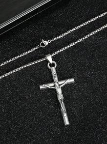 1 Stück Halskette mit Kreuz Göttin Anhänger im europäisch-amerikanischen Hip Hop Stil, rostfreie Stahlkette für Pullover, Familien/Feiertags/Geburtstags Geschenk, Unisex Schmuck