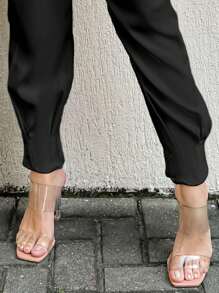 Emili LLANA MODA Carrot Jogger Pants Women's Tailoring Hem With Zipper - Black - View 4