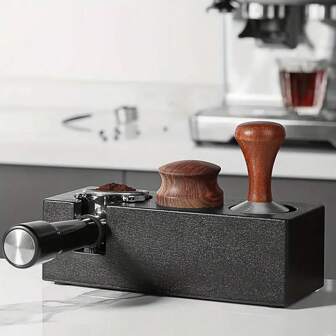 1pc Espresso Tamping Station, Espresso Tamper Mat, Coffee Portafilter Stand For 51/53/58mm Portafilters, Plastic Tamper And Distributor, 3 In 1 Espresso Accessories Organizer Box For Barista Tool Counters/Shop/Worktop Back To School