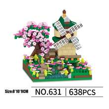 600+ 件微型四季小房子积木玩具套装，花园房屋建筑玩具，ABS 塑料迷你积木组装玩具，家居装饰/节日派对礼物/生日礼物 - 彩色 - 查看 7
