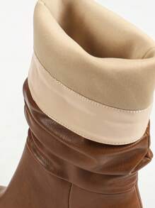 Fall/Winter Women's Fashion Pointed Toe Knee-High Heeled Boots, Brown Color For Casual & Holiday Wear - Coffee Brown - View 8
