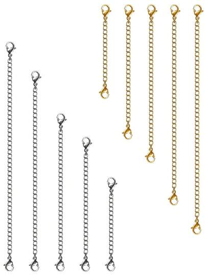 New Necklace Extender, 1~5 Pieces Stainless Steel Gold-Silver, High Quality Stainless Steel And Workmanship - Hypoallergenic, Perfect Extender For Necklaces, Bracelets, Anklets And All Kinds Of DIY Jewelry Making (Double-Ended Stainless Steel Lobster Clasp) - Durable, Adjustable Size 2 Inches To 6 Inches