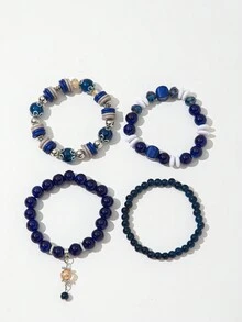 4 chiếc vòng tay thủy tinh nhiều lớp phong cách Bohemian, nhẹ và thanh lịch, phù hợp để phụ nữ đeo hàng ngày - Bô-hê-miêng - Xem 5